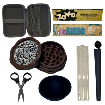 KIT TABACARIA FUMO CASE DICHAVADOR SEDA PITEIRA TESOURA TUBETE