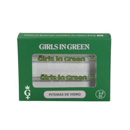 PITEIRA DE VIDRO HIPPIE BONG GIRLS IN GREEN 2UN 5MM