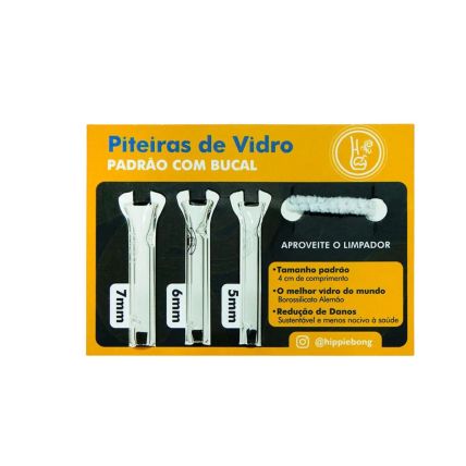 PITEIRA DE VIDRO HIPPIE BONG PADRAO 3UN 5/6/7MM