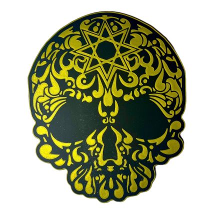 TAPETE SORRILHA CAVEIRA DOURADO