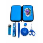 KIT CASE AZUL COMPLETO SEDA ISQUEIRO TESOURA PITEIRA ESTOJO